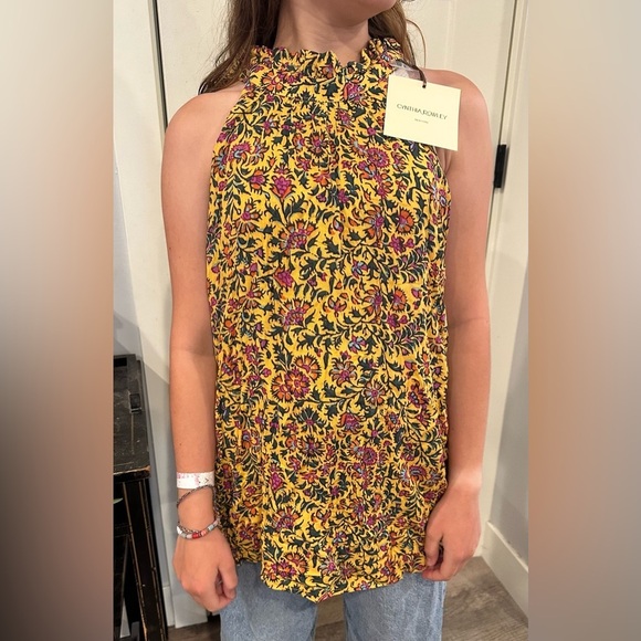 Cynthia Rowley Size Large Golden Floral Print Sleevless Tunic Top NWT - Picture 1 of 6